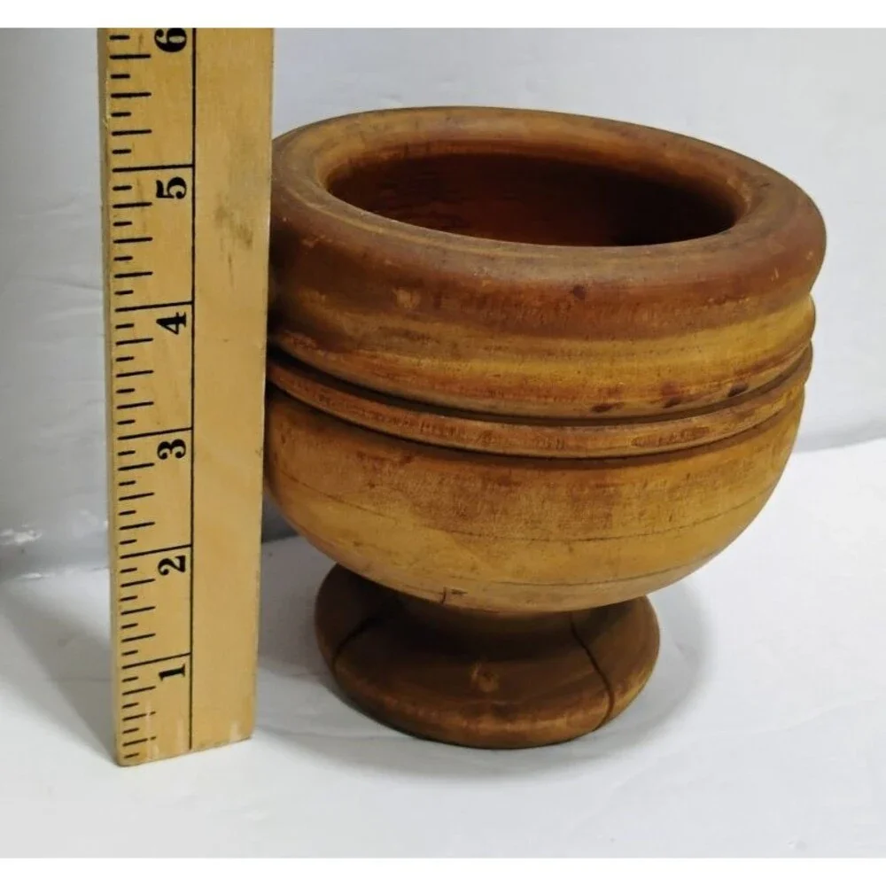 Vintage or Antique Wooden Mortar & Pestle Hand Turned Wood 4.5